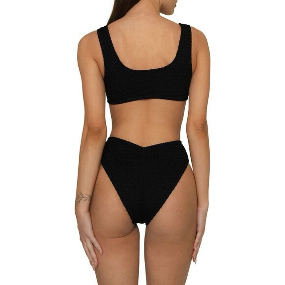 Montce Women's Black Monokini Cutouts Crochet KY One Piece Swimsuit Size XL NWOT - Picture 2 of 9